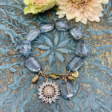 Quartz Crystal Flower Charm Bracelet