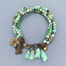 Australian Chrysoprase 4 Strand Charm Bracelet