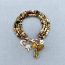 Green Garnet 4 Row Celestial Bracelet