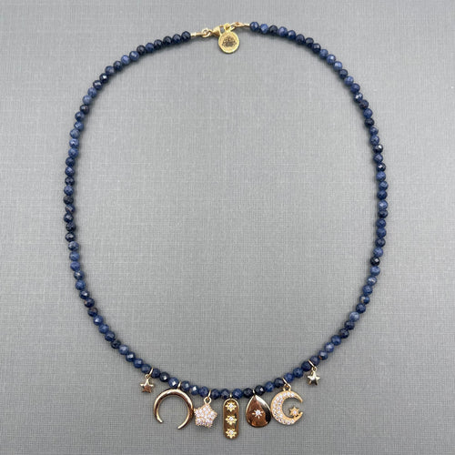 Blue Sapphire Celestial Charm Necklace