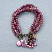 Ruby and Mystic Moonstone 5 Strand Bracelet
