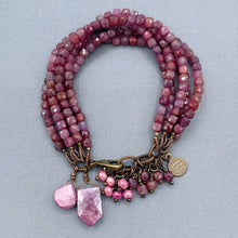 Ruby and Mystic Moonstone 5 Strand Bracelet