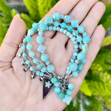 Amazonite and Larimar 3 Row Star Bracelet