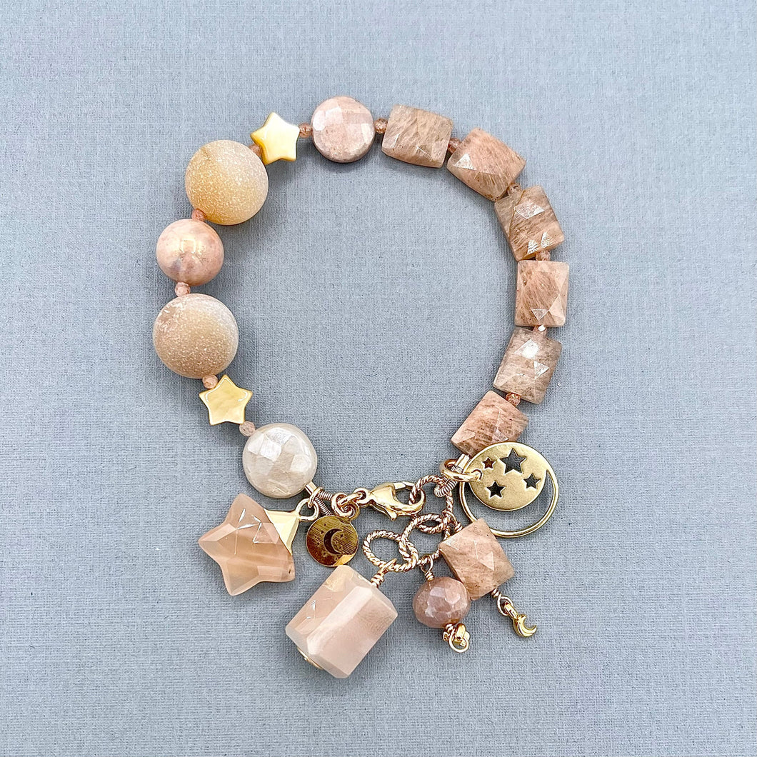 Peach Moonstone Celestial Bracelet