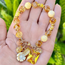 Citrine and Yellow Calcite Flower Bracelet