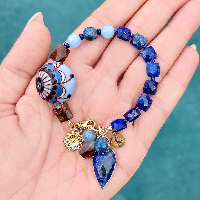 Lapis with Paisley Focal Bead Bracelet