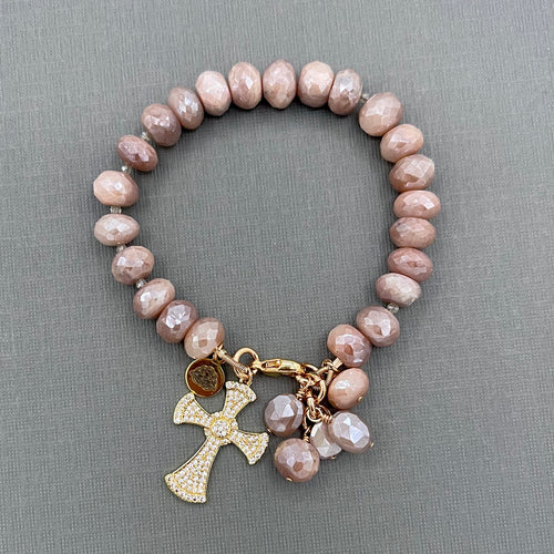 Mystic Moostone Cross Bracelet