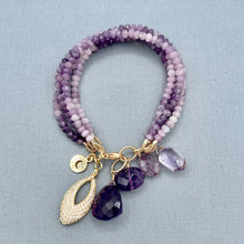 Lepidolite and Amethyst 4 Row Bracelet