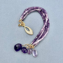Lepidolite and Amethyst 4 Row Bracelet