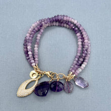 Lepidolite and Amethyst 4 Row Bracelet