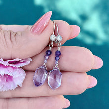 Lavender Colored Amethyst and Mystic Moonstone Sterling Silver Earrings