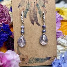 Quartz Crystal, Mystic Moonstone Sterling Silver Earrings