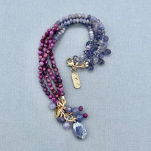 Tanzanite, Iolite, and Stichtite 4-Row Bracelet