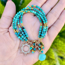 Turquoise 4-Row Sun Charm Bracelet