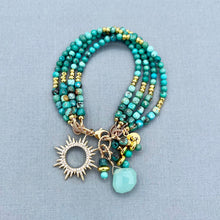 Turquoise 4-Row Sun Charm Bracelet