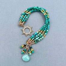 Turquoise 4-Row Sun Charm Bracelet