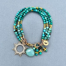 Turquoise 4-Row Sun Charm Bracelet