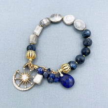 Dumortierite and Moonstone Bracelet