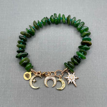 Jade Gold Filled Bracelet with Gold Plated Star Charms