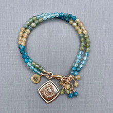 Apatite Gold Filled Bracelet with Gold Plated Star & Moon Charm