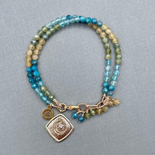 Apatite Gold Filled Bracelet with Gold Plated Star & Moon Charm