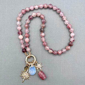 Stawberry Quartz Star Charm Necklace