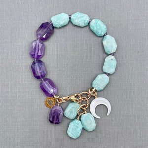 Amazonite and Amethyst Gold Filled Bracelet