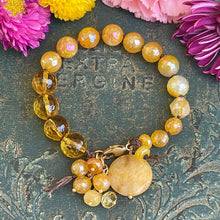Yellow Mystic Agate and Glass Hand Knotted Bracelet