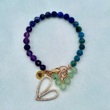 Amethyst, Lapis, Apatite and Green Aventurine Heart Bracelet