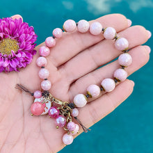 Pink Mystic Agate Hand Knotted Heart Charm Bracelet