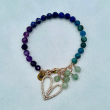 Amethyst, Lapis, Apatite and Green Aventurine Heart Bracelet