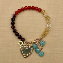 Garnet, Carnelian, Citrine and Amazonite Heart Bracelet