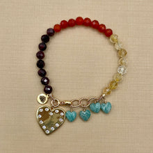 Garnet, Carnelian, Citrine and Amazonite Heart Bracelet