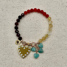 Garnet, Carnelian, Citrine and Amazonite Heart Bracelet