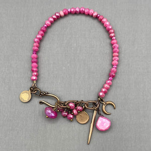 Bright Pink Mystic Moonstone Charm Bracelet