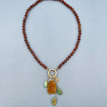 Hessonite, Raw Citrine, and Turquoise Hand Knotted Necklace