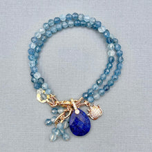 Aquamarine Lotus Flower 2-Row Bracelet