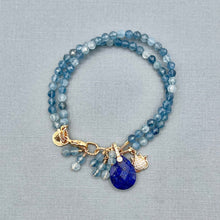 Aquamarine Lotus Flower 2-Row Bracelet