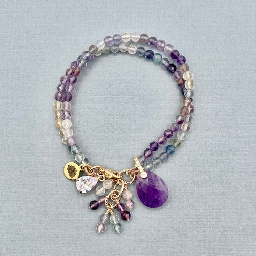 Rainblow Fluorite 2-Row Bracelet