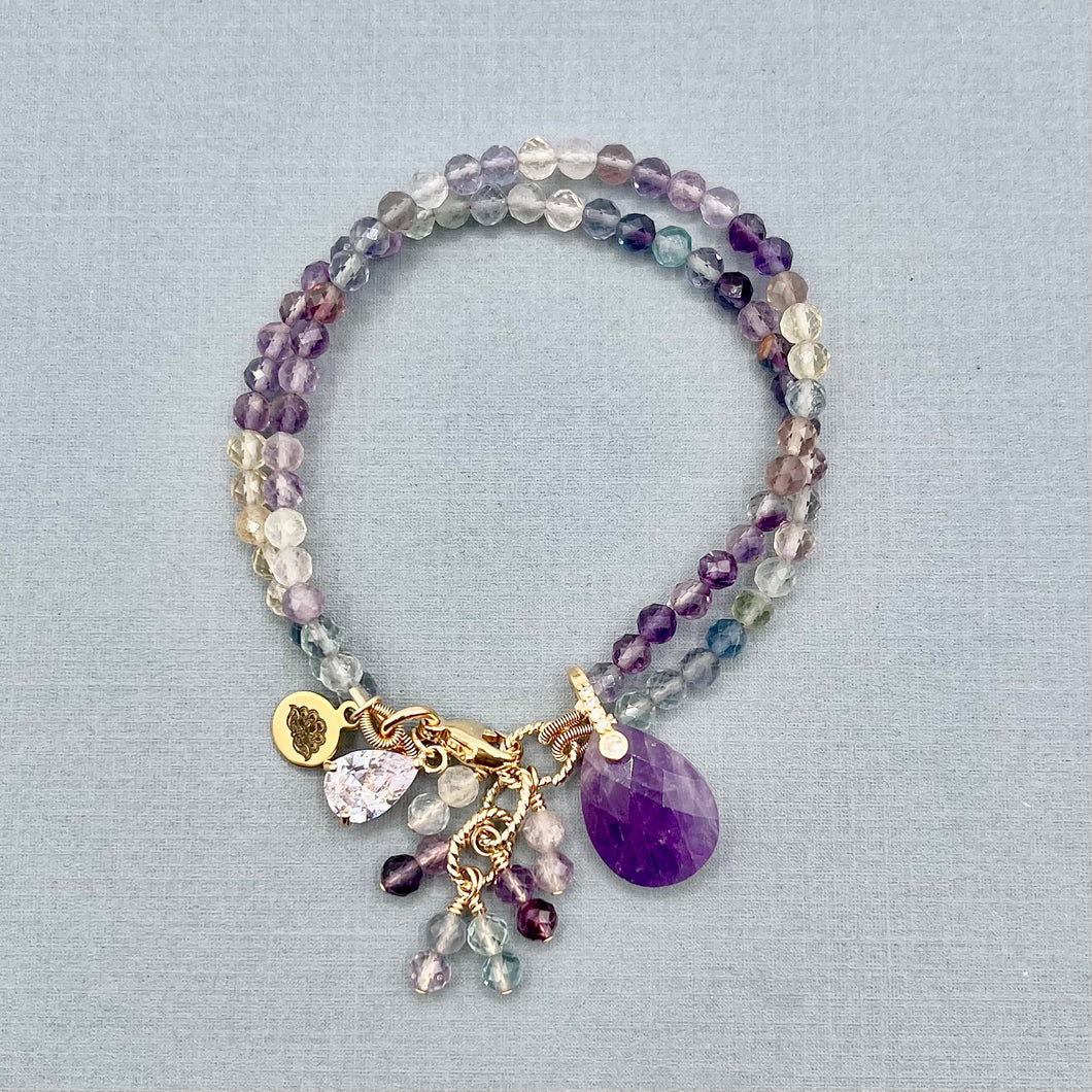 Rainblow Fluorite 2-Row Bracelet