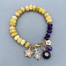 Yellow Aventurine and Amethyst Charm Bracelet