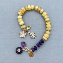 Yellow Aventurine and Amethyst Charm Bracelet