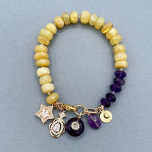Yellow Aventurine and Amethyst Charm Bracelet