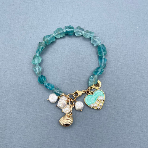 Apatite and Freshwater Pearl Bracelet