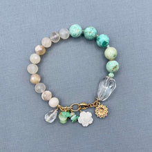 Peruvian Turquoise and Cherry Blossom Agate Flower Bracelet