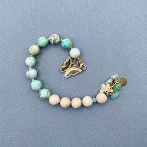 Peruvian Turquoise and Flossil Jasper Butterfly Bracelet