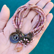 Pink Rhodonite 5 Strand Peace Bracelet