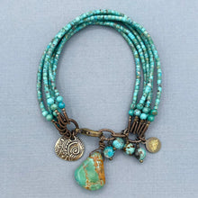 Turquoise 6 Strand Charm Bracelet