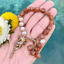 Sunstone and Freshwater Pearl Unicorn Bracelet