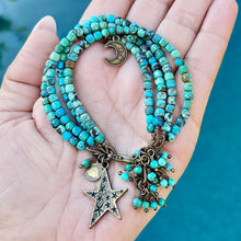 Star and Moon 4 Strand Turquoise Bracelet
